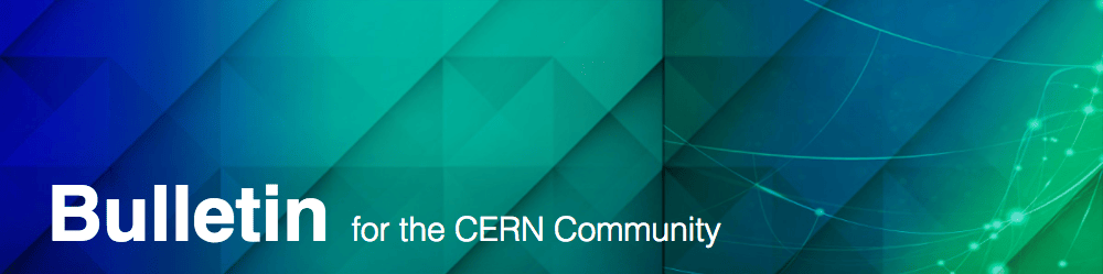 The header of the CERN Bulletin: white text on a blue-green background