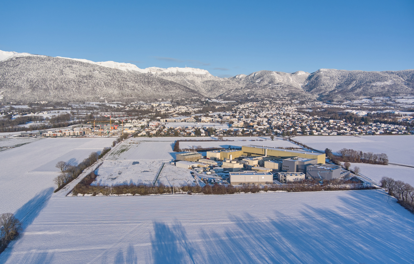 A view from drone over the HL-LHC Point 5 site covered in snow